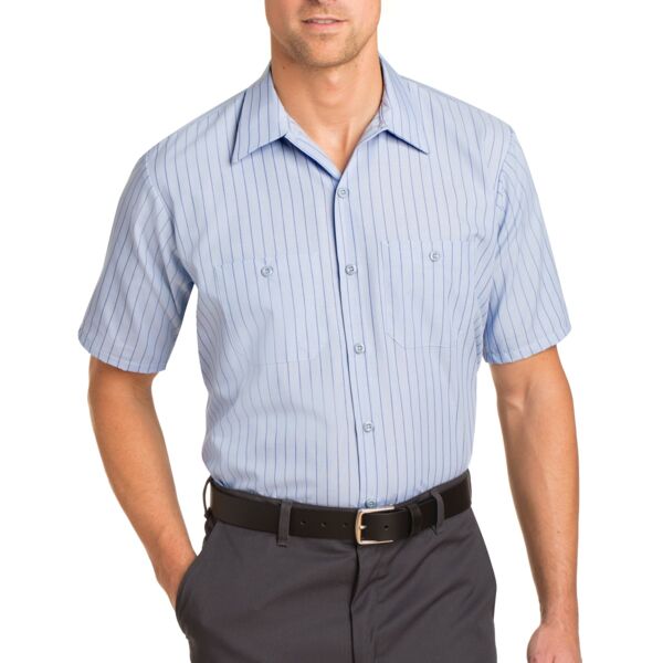 Short Sleeve Striped Industrial Work Shirt Thumbnail